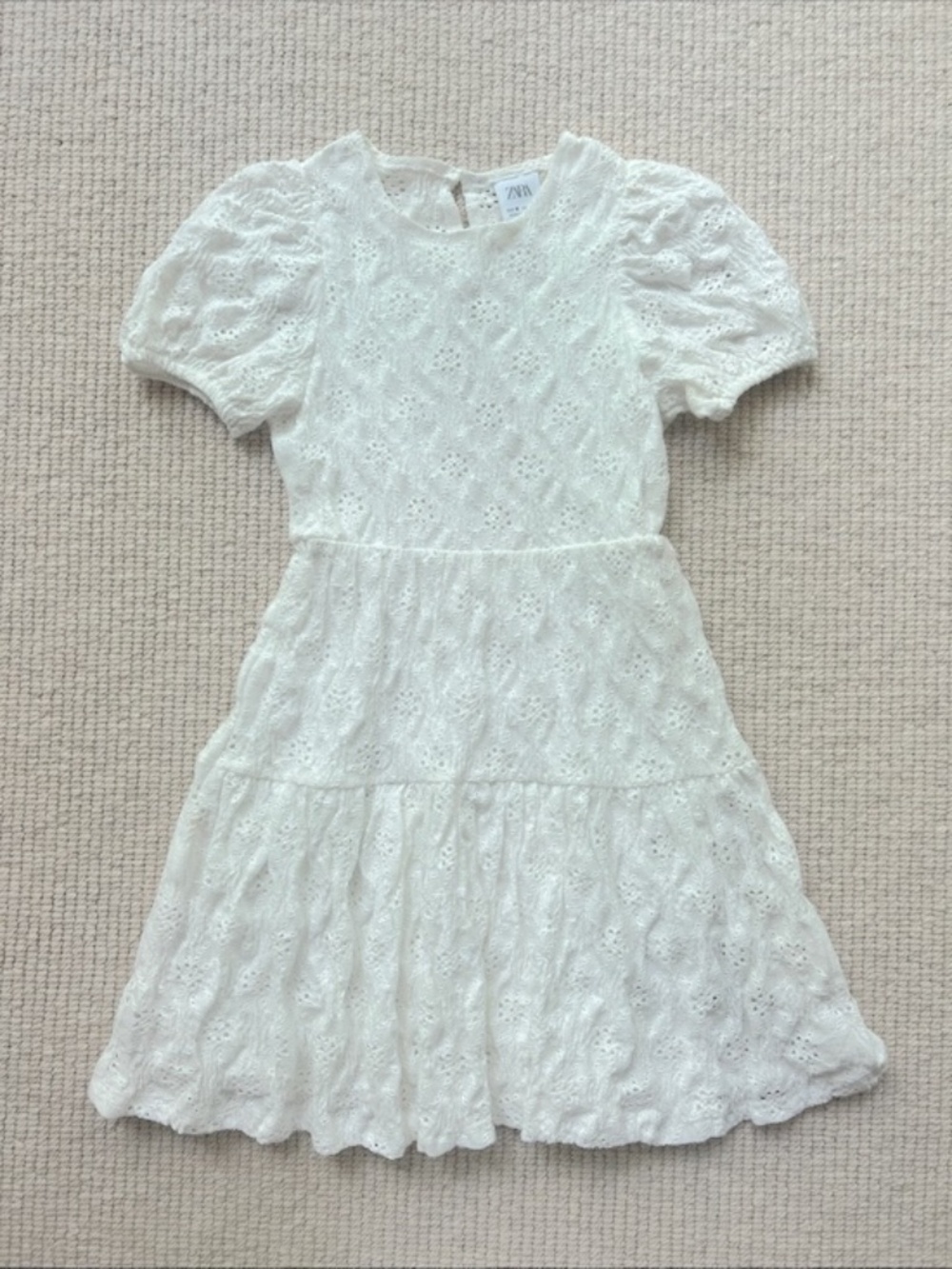 Zara Kids Eyelet Puff-Sleeve Dress